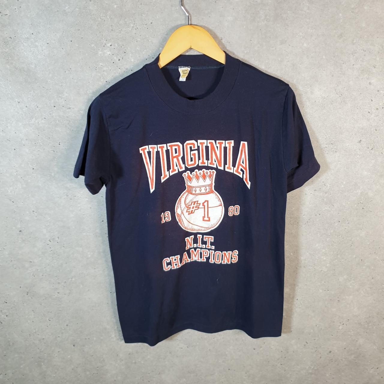 Vintage Velva Sheen Virginia Cavaliers 1980 USA Single Stitch T Shirt Men’s Medium Navy Blue