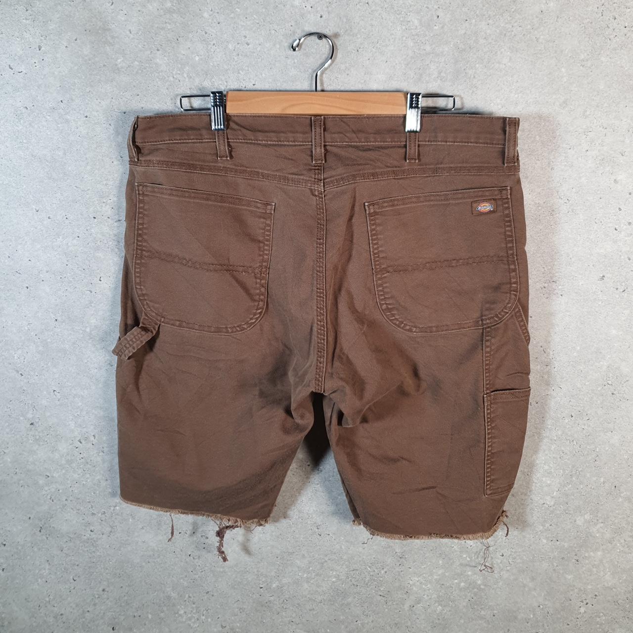 Vintage Dickies Carpenter Shorts Jorts Cargo Men’s W38 Brown Relaxed Fit Cropped Denim Jean Big Fish Vintage