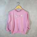 Vintage Nike Spellout Hoodie Girls Large Pink Swoosh Y2K Pullover Logo