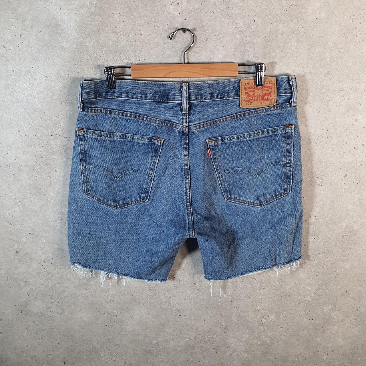 Vintage Levi’s 505 Cut Off Shorts Jorts Cargo Blue W36 Blue Relaxed Denim