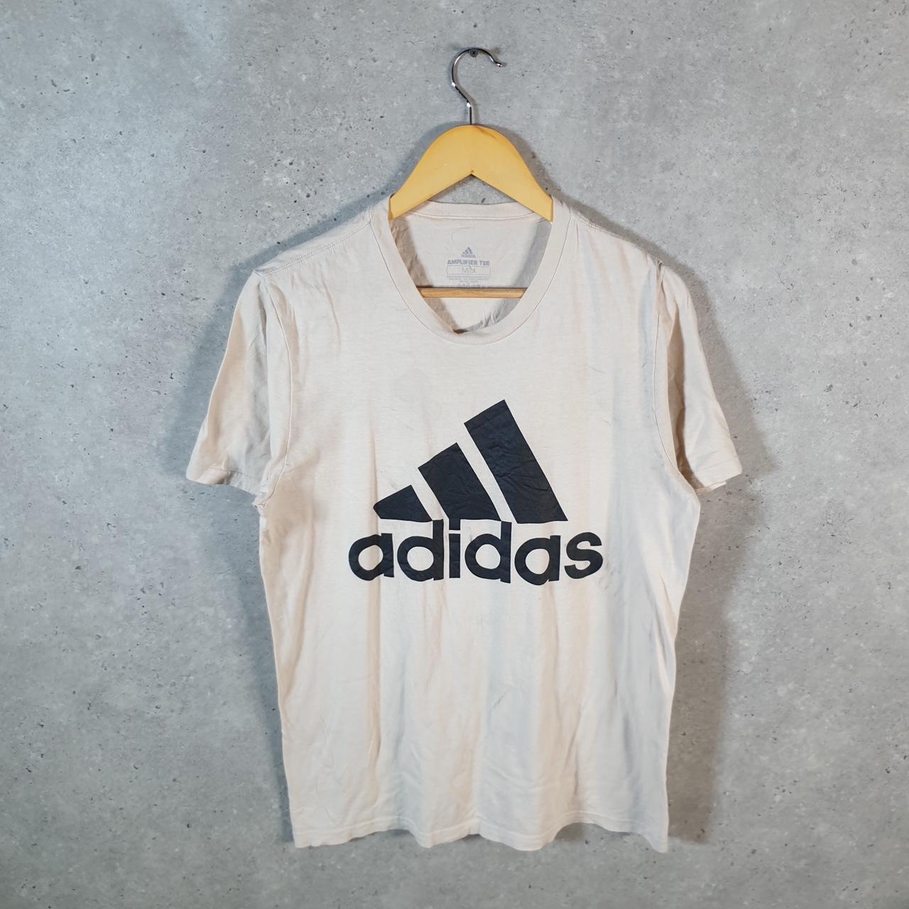 Vintage Adidas Amplifier Tee T Shirt Mens Medium White Three Stripes Logo Athletic
