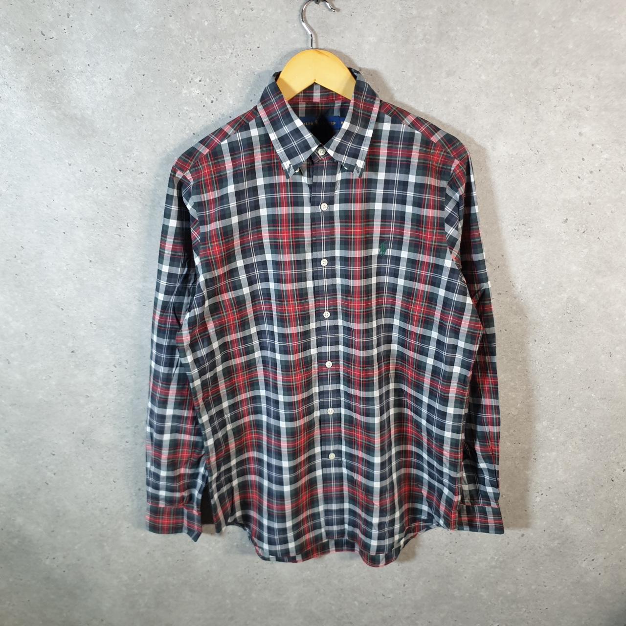 Vintage Ralph Lauren Button Down Shirt Men’s Medium Red Checkered Classic Fit Cotton Pony