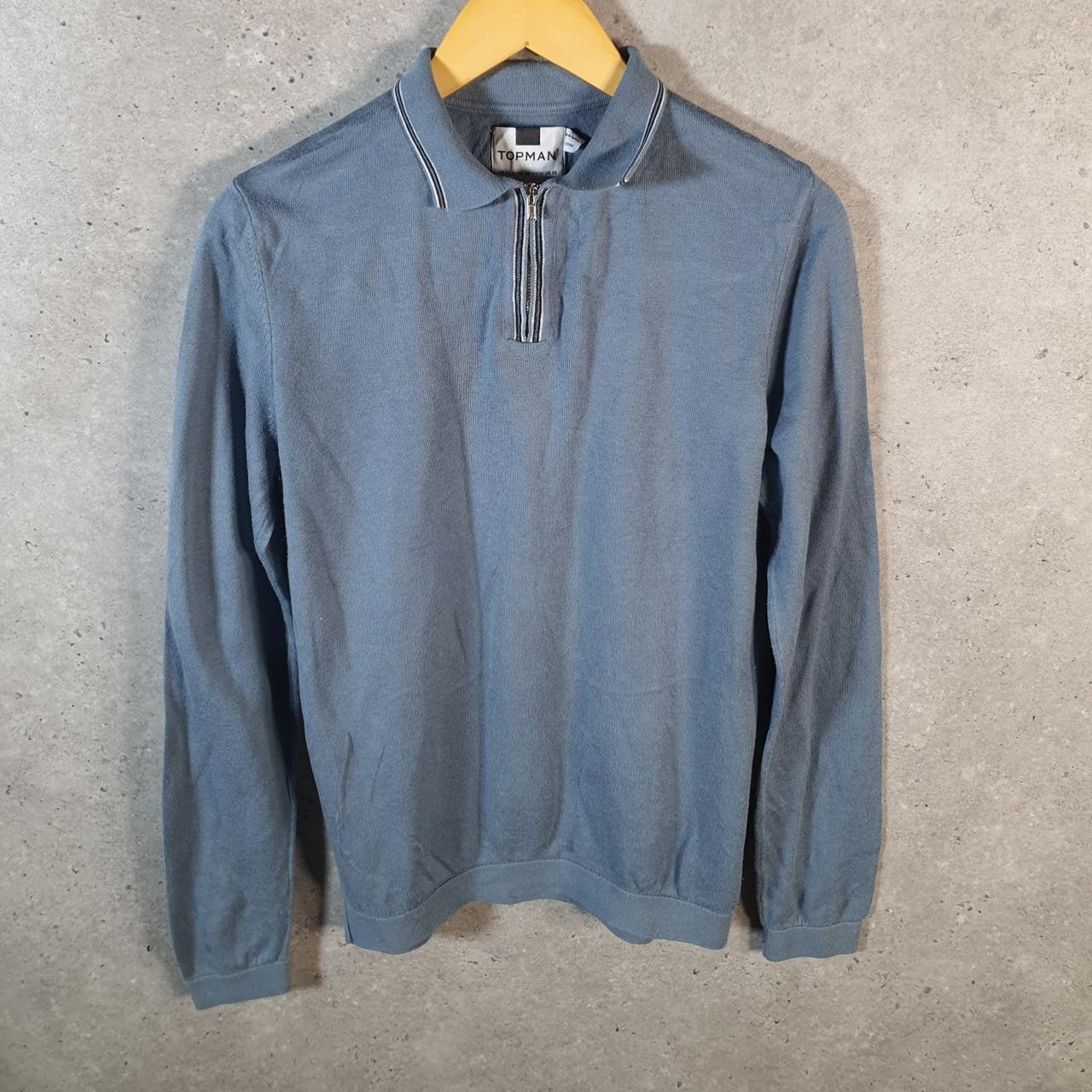 Vintage Topman 1/4 Zip Knit Sweater Men’s XS Blue Y2K Pullover Casual