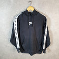 Vintage Nike Club Hoodie Womens Medium Black Centre Swoosh Y2K Pullover Logo