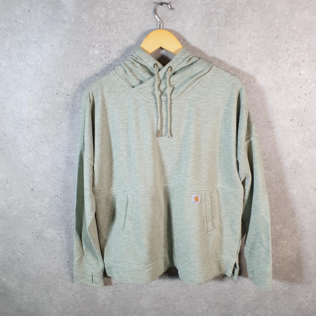 Vintage Carhartt Hoodie Womens Large Green Pullover Blank USA Relaxed Fit