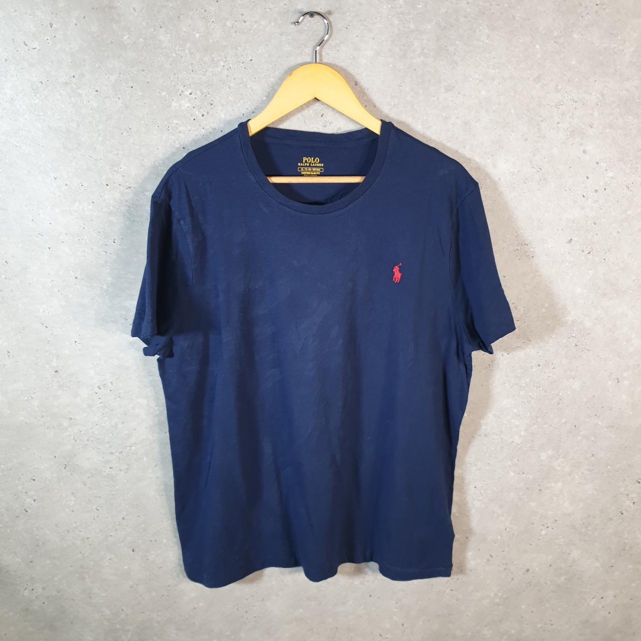 Vintage Ralph Lauren Polo T Shirt Men’s XL Blue Embroidered Pony Custom Slim Fit C9032