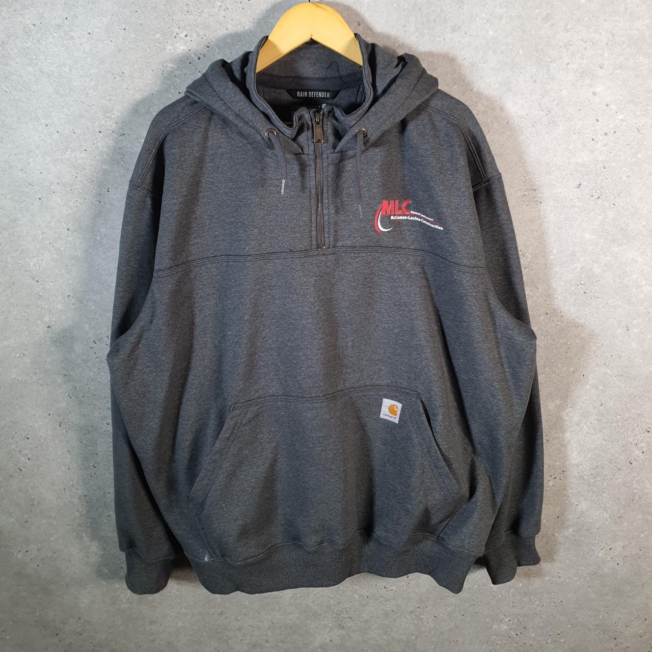 Vintage Carhartt Rain Defender Hoodie Men’s 2XL Grey 1/4 Zip Pullover Blank USA Loose Fit
