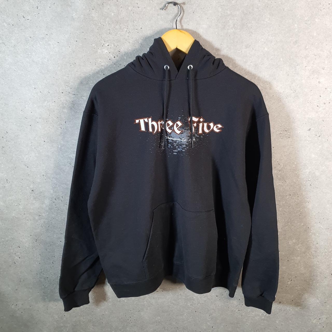 Vintage Champion Hoodie Three Five Motorsport Grossenbacher Men’s Large Black