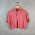 Vintage Ralph Lauren Polo Shirt Womens XL Pink Cropped Fit Embroidered Pony