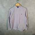 Vintage Ralph Lauren Button Down Shirt Womens Medium Red Checkered Classic Fit Cotton Pony