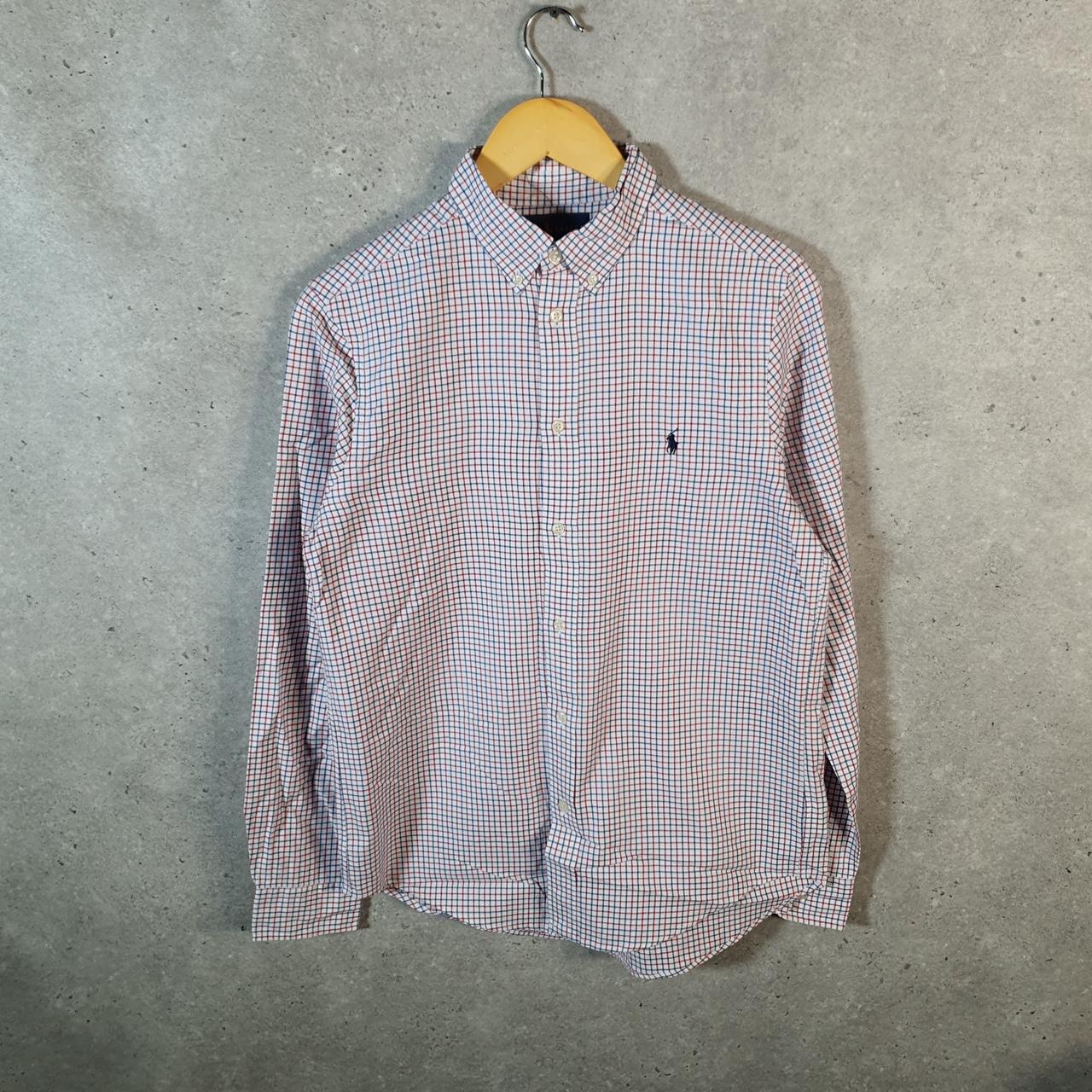 Vintage Ralph Lauren Button Down Shirt Womens Medium Red Checkered Classic Fit Cotton Pony