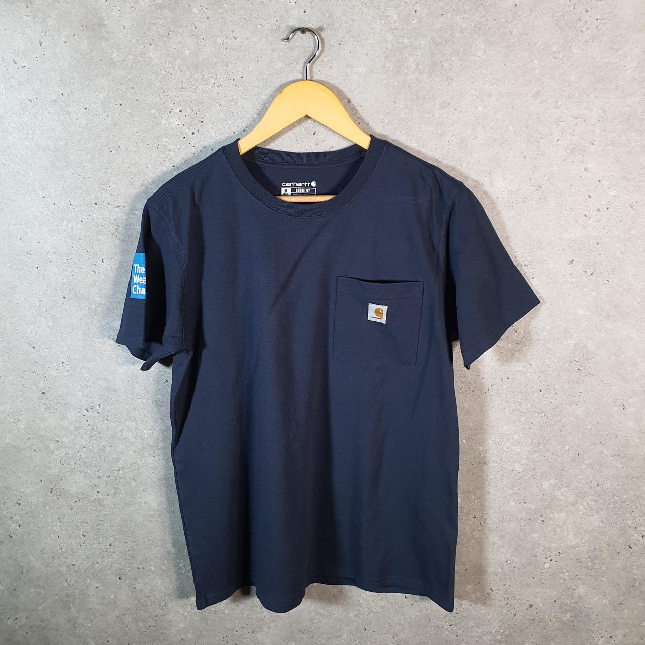Vintage Carhartt Pocket T Shirt Womens Medium Blue Workwear Chore Utility Loose Fit C9273