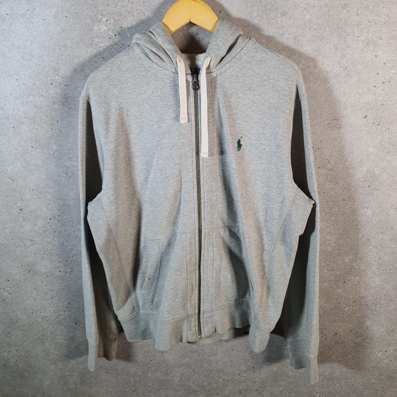 Vintage Ralph Lauren Polo Heavyweight Hoodie Men’s Large Grey Cotton Full Zip Pony