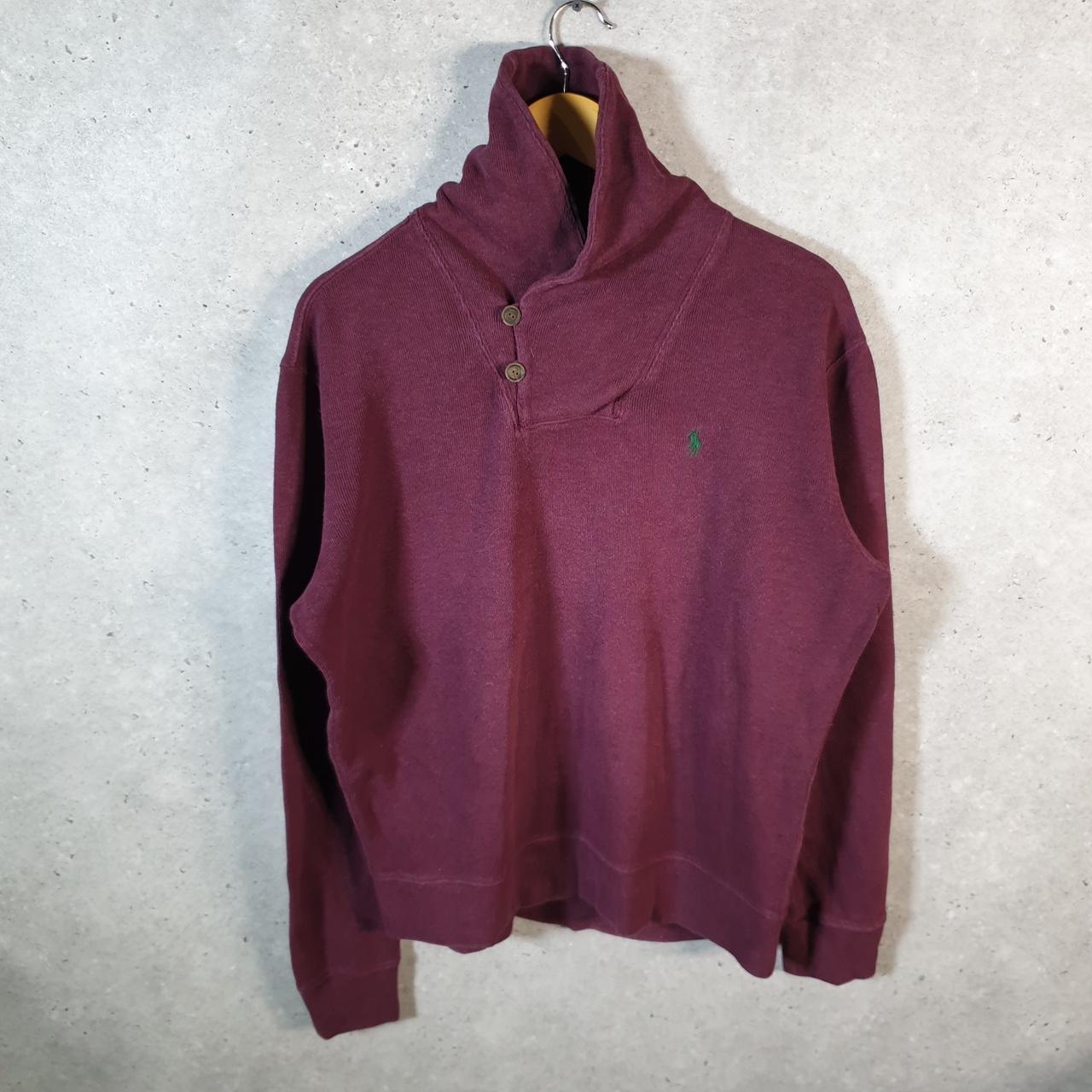 Vintage Ralph Lauren Polo 1/4 Button Sweatshirt Men’s Medium Burgundy Cotton Pullover Pony