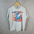 Vintage Fruit of the Loom Around world 49 Days USA 90s Single Stitch T Shirt Men’s Large Grey C8790