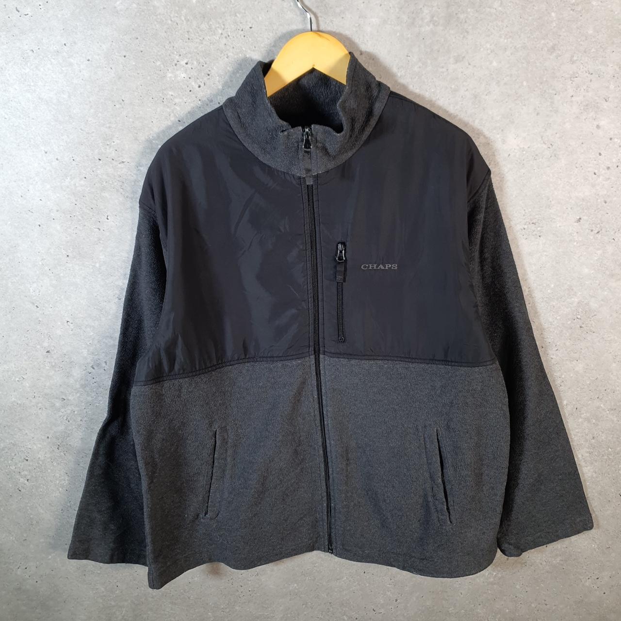 Vintage Chaps Ralph Lauren Fleece Sweatshirt Jacket Mens Large Grey Full Zip