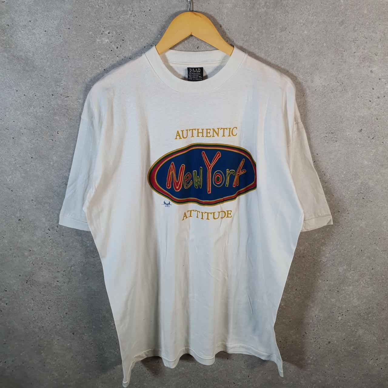 Vintage New York Attitude 90s Graphic USA Single Stitch T Shirt Men’s XL White