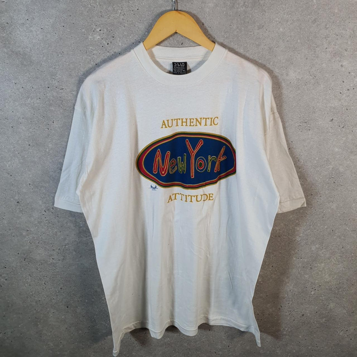 Vintage New York Attitude 90s Graphic USA Single Stitch T Shirt Men’s XL White