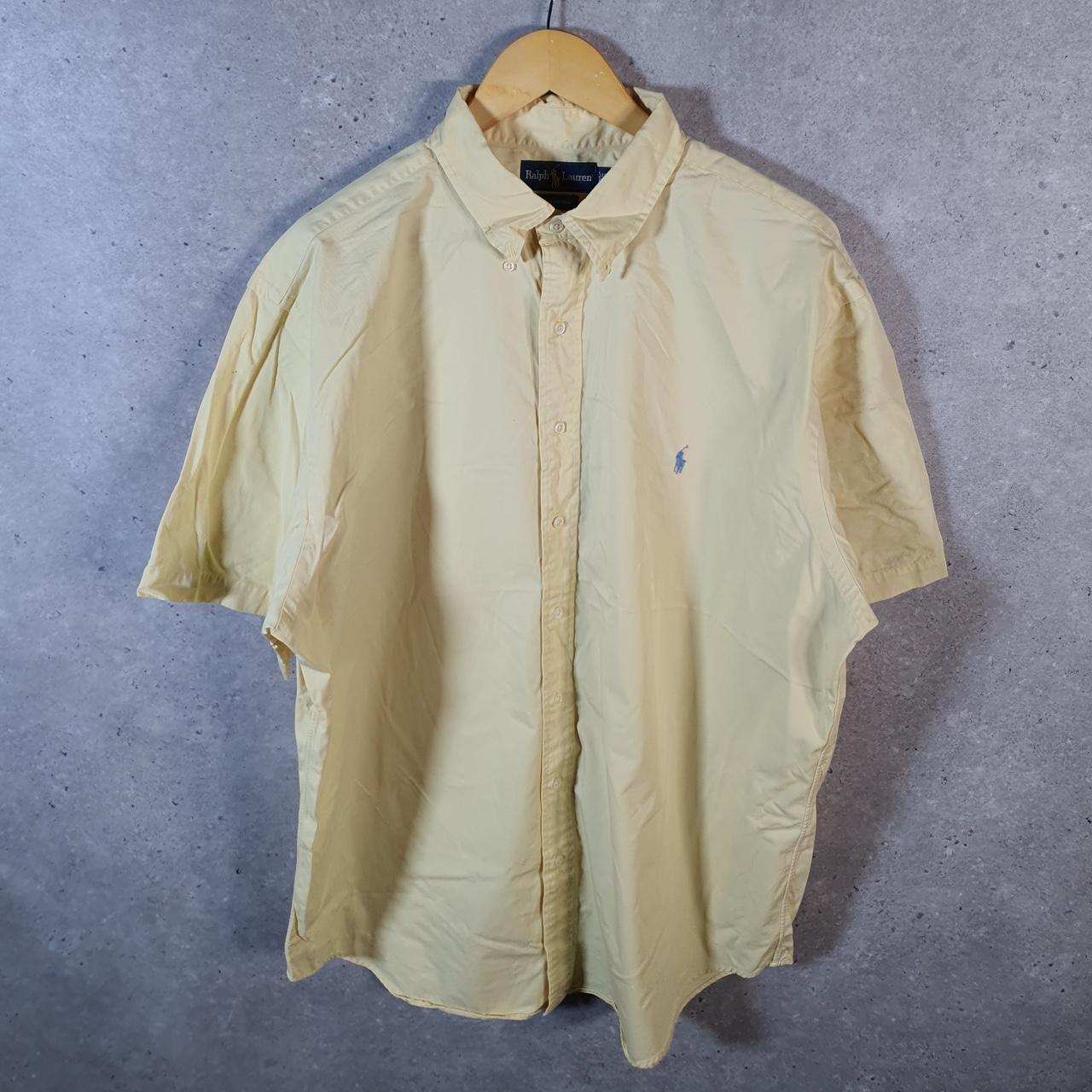 Vintage Ralph Lauren Button Down Shirt Men’s XL Big Yellow Short Sleeve Cotton Pony