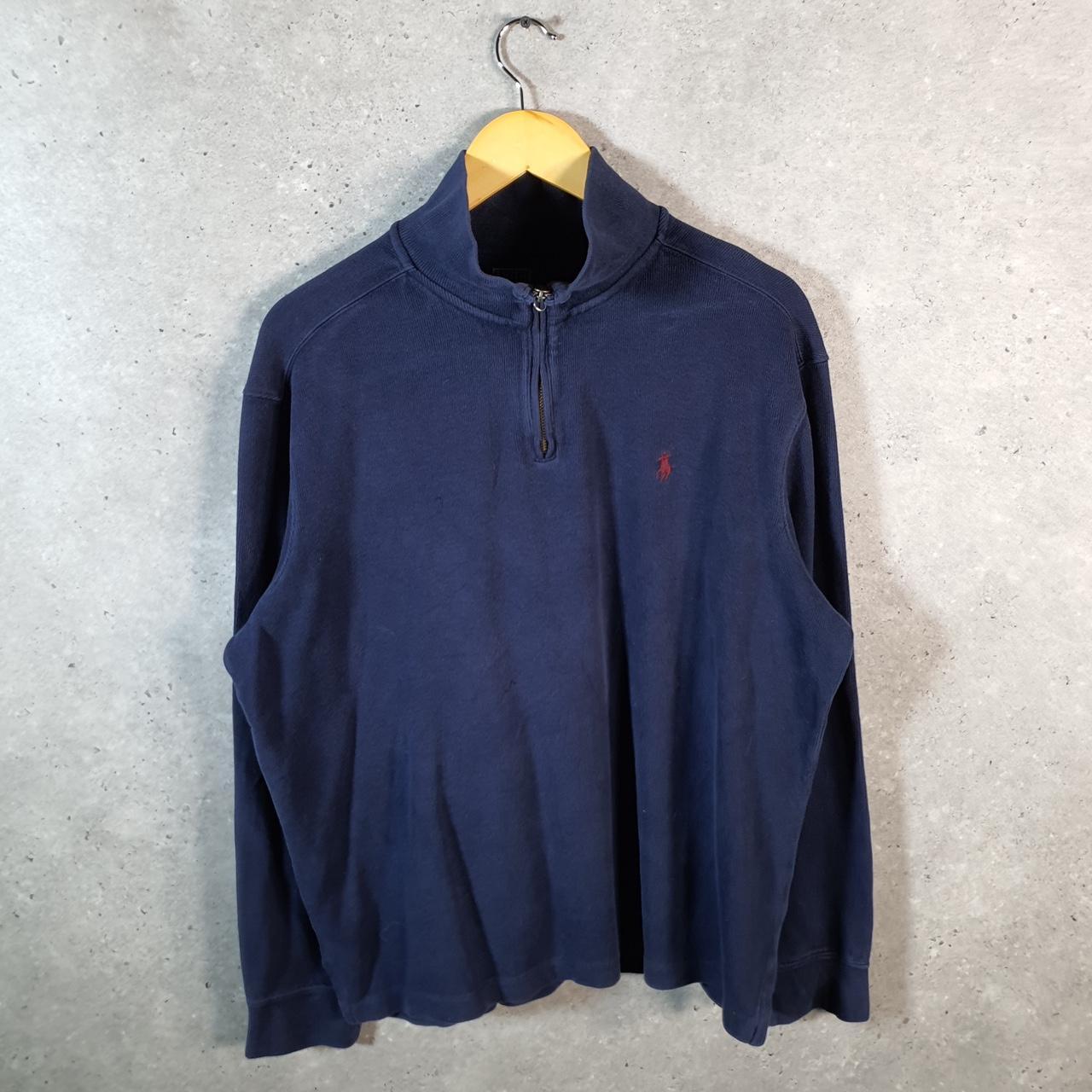 Vintage Ralph Lauren Polo 1/4 Zip Sweatshirt Men’s Large Navy Blue Pullover Pony C8828