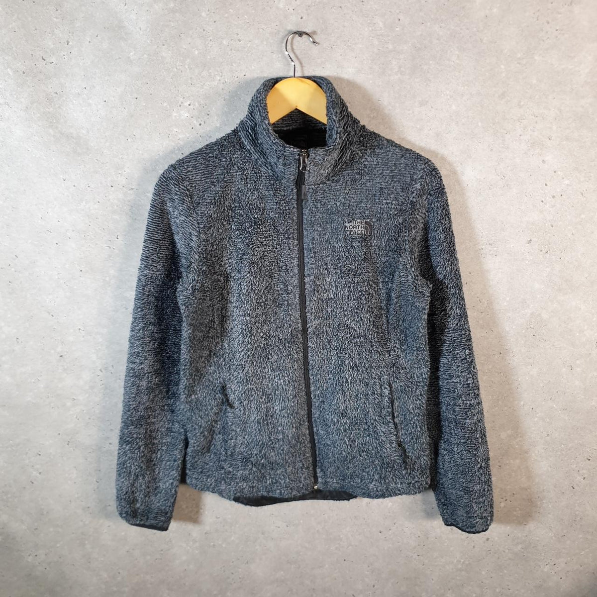 Vintage The North Face TNF Teddy Fleece Sweatshirt  Womens Small Grey Full Zip Logo