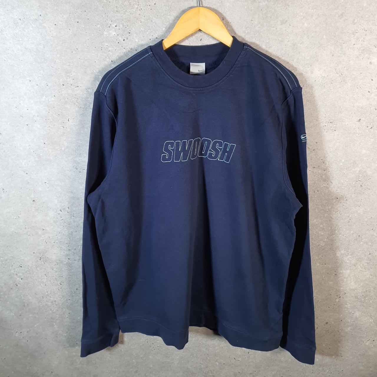 Vintage Nike 90s Embroidered Sweatshirt Men’s XL Navy Blue Swoosh Y2K Pullover