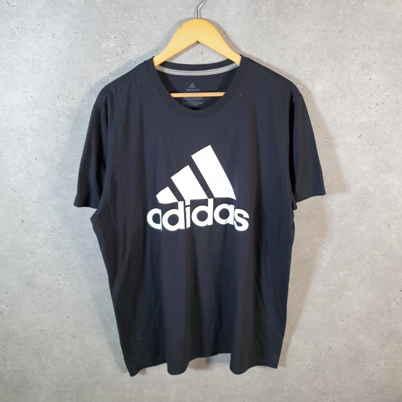 Vintage Adidas Go Tee Performance T Shirt Shirt Men’s XL Black Three Stripes Logo Athletic