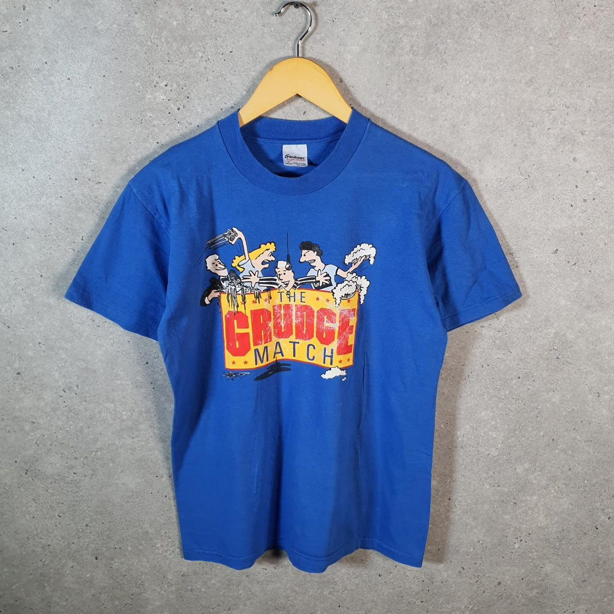 Vintage Stedman The Grudge Match 90s USA Single Stitch T Shirt Men’s Medium Blue C9455