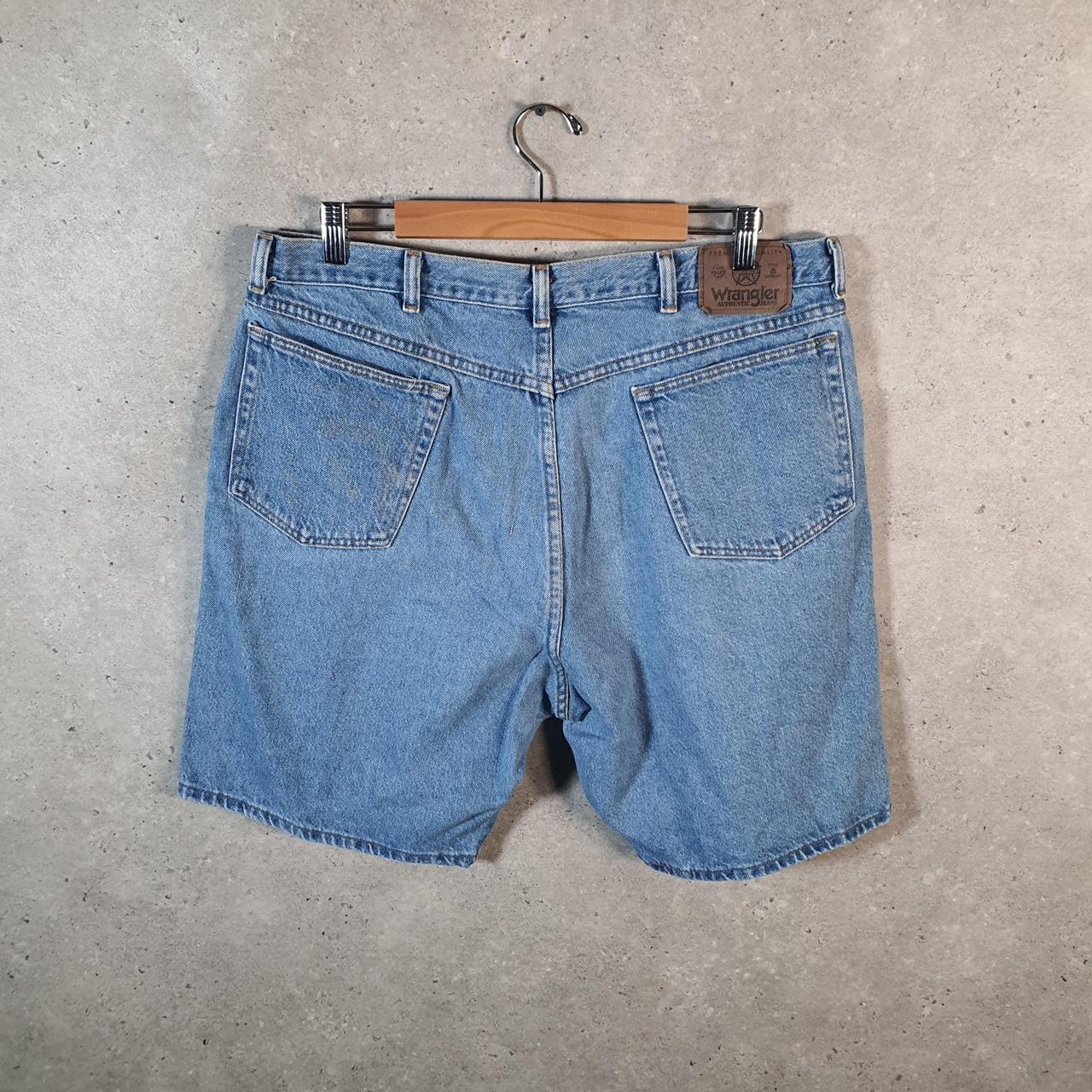 Vintage Wrangler Denim Shorts Jorts Cargo Men’s W38 Relaxed Blue Baggy Cotton