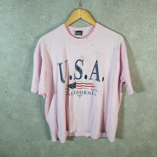 Vintage Best Fruit of the Loom California USA Single Stitch T Shirt Men’s XL Pink Big Fish Vintage