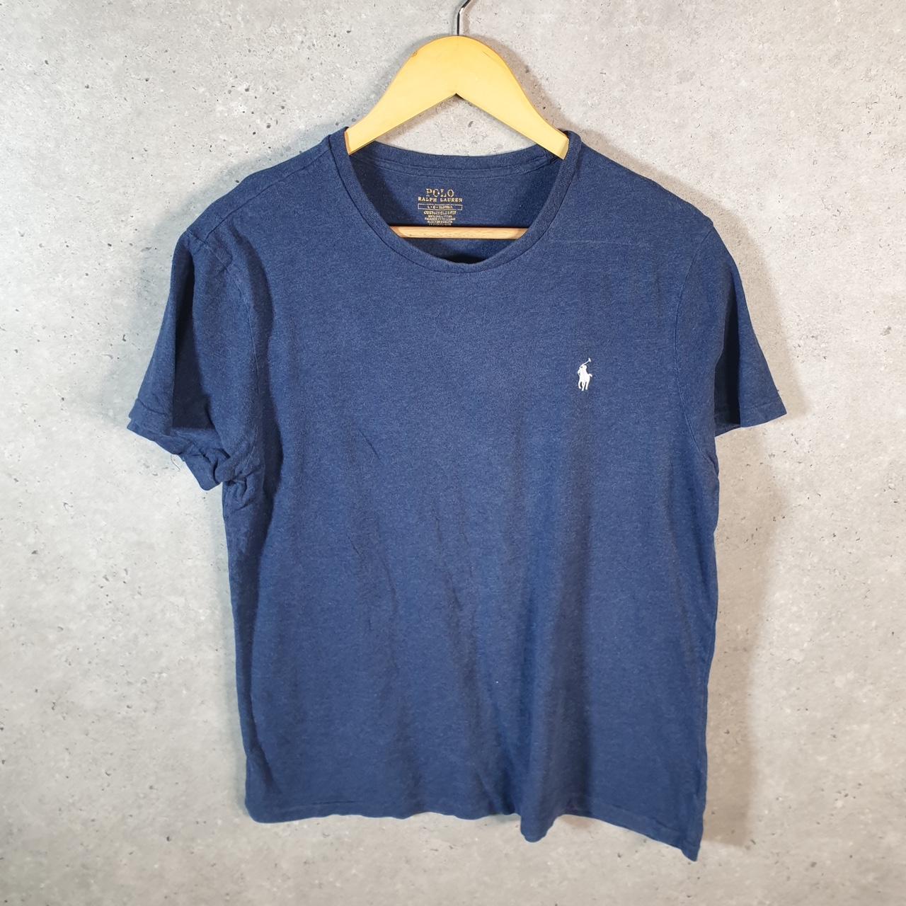 Vintage Ralph Lauren Polo T Shirt Men’s Large Blue Embroidered Pony Custom Slim Fit C9034