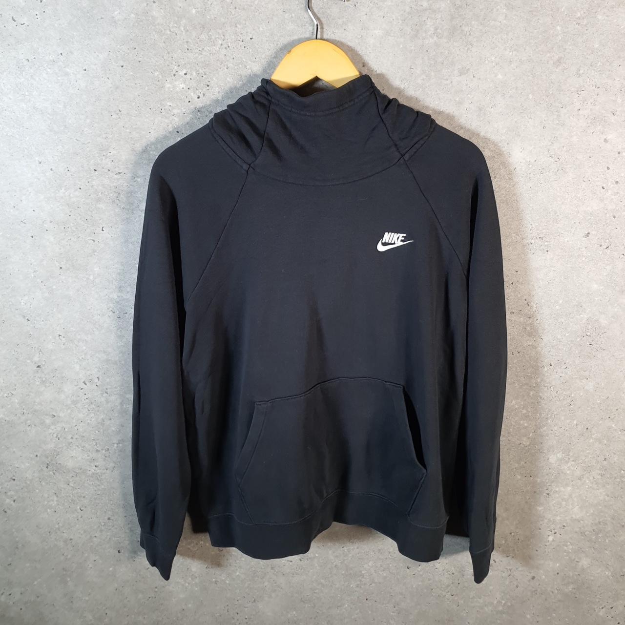 Vintage Nike Club Hoodie Womens Large Black Swoosh Y2K Pullover Logo