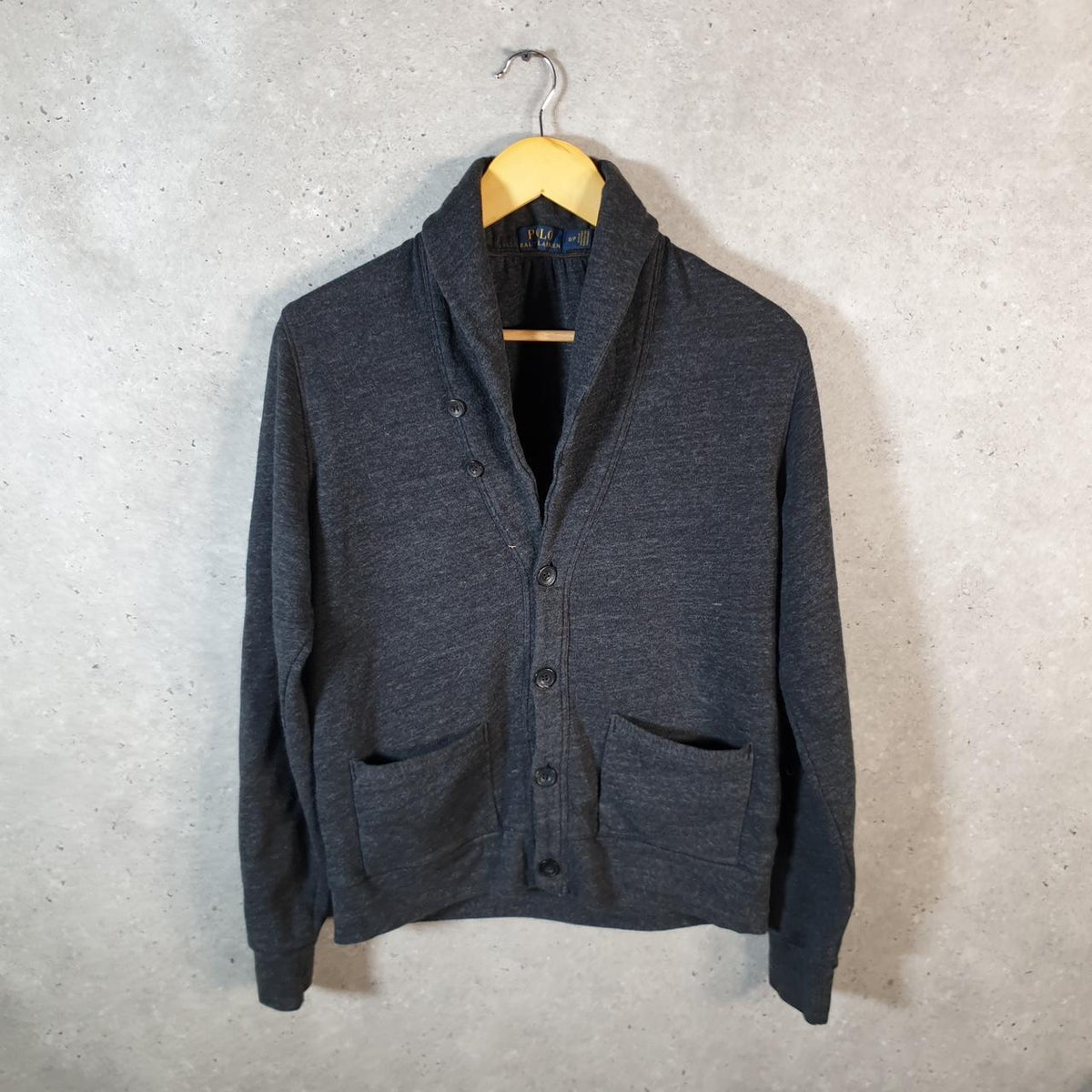 Vintage Ralph Lauren Polo Cardigan Button Up Sweater Men’s Small Grey Cotton