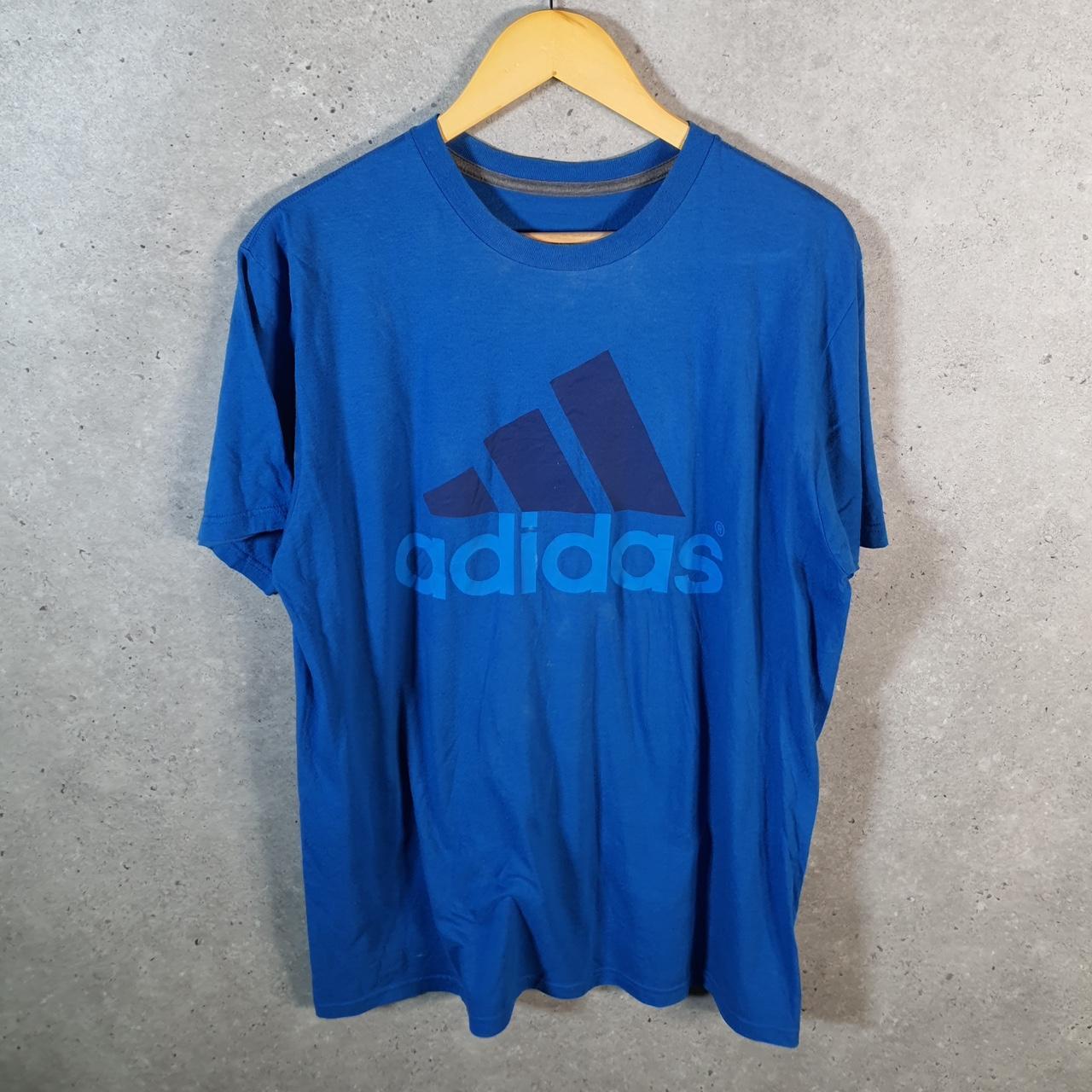 Vintage Adidas Feelgood Climalite T Shirt Men’s Large Blue Three Stripes Logo Athletic