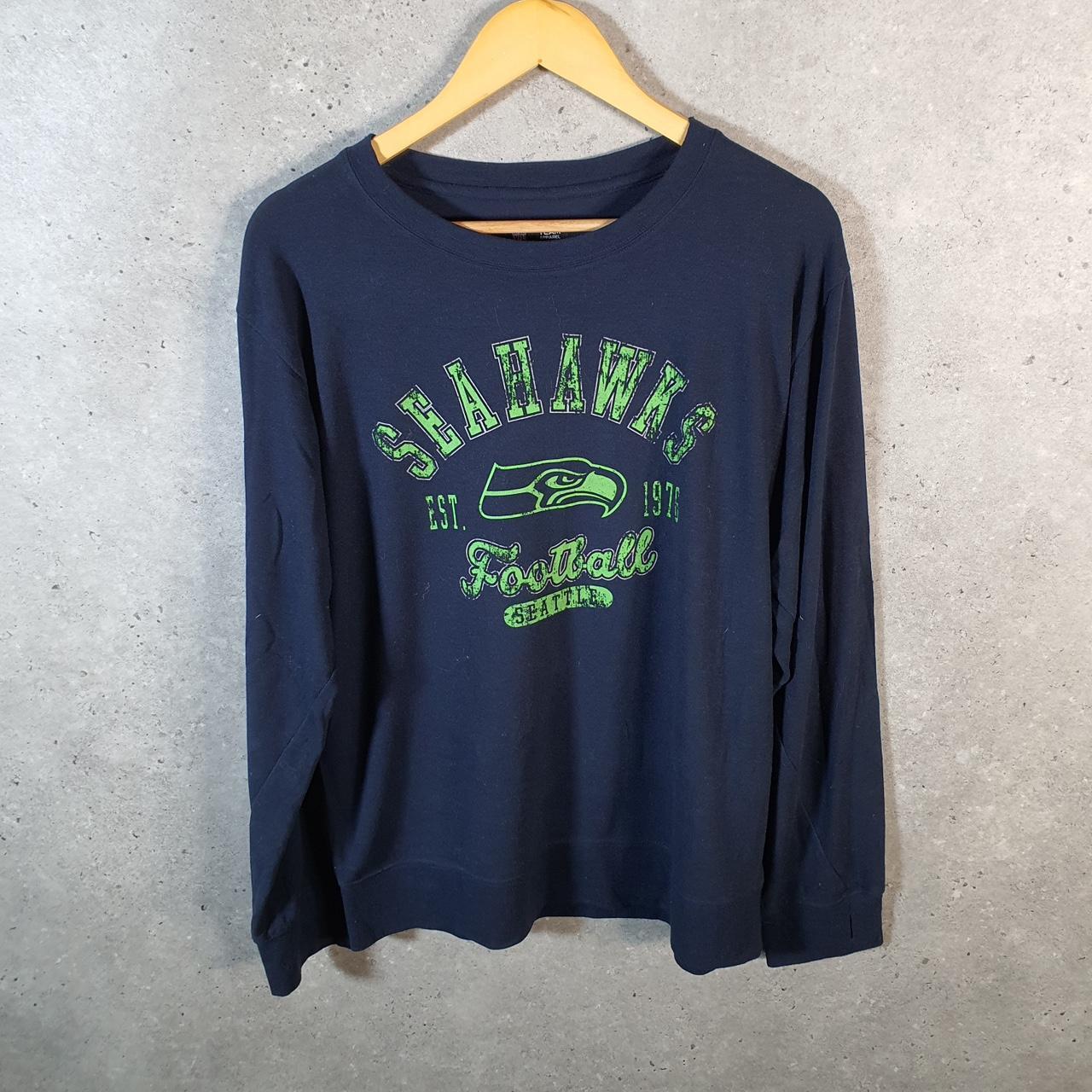 Vintage NFL Seattle Seahwaks Sweatshirt Womens Medium Navy Blue USA Pro Sport
