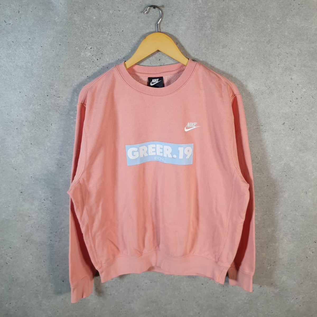 Vintage Nike Club Sweatshirt Mens Medium Pink Single Swoosh Logo