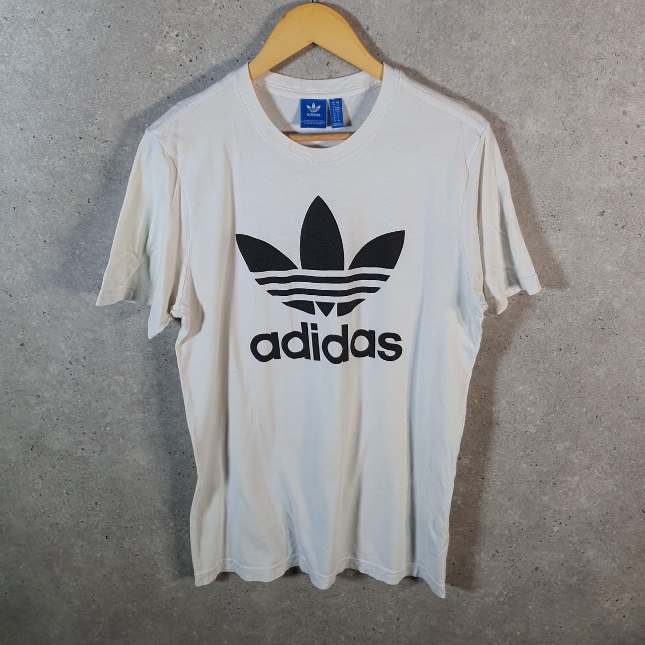 Vintage Adidas Trefoil Retro T Shirt Men’s Medium White Three Stripes Logo