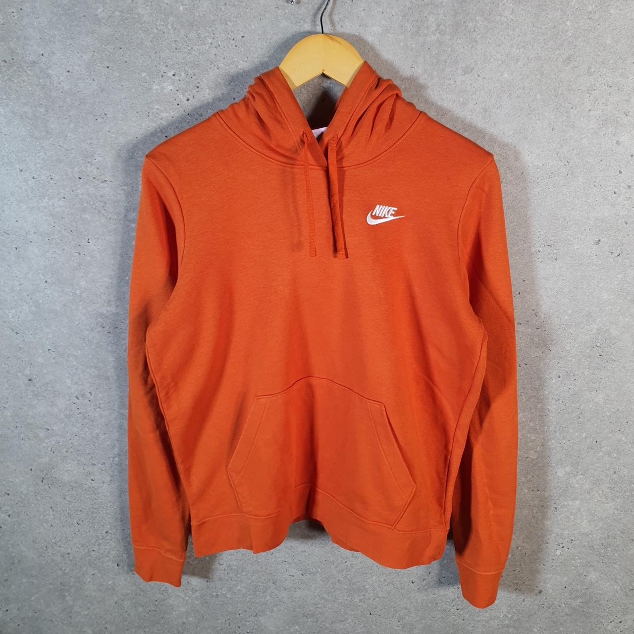 Vintage Nike Club Embroidered Hoodie Men’s Medium Orange Swoosh Y2K Pullover Logo