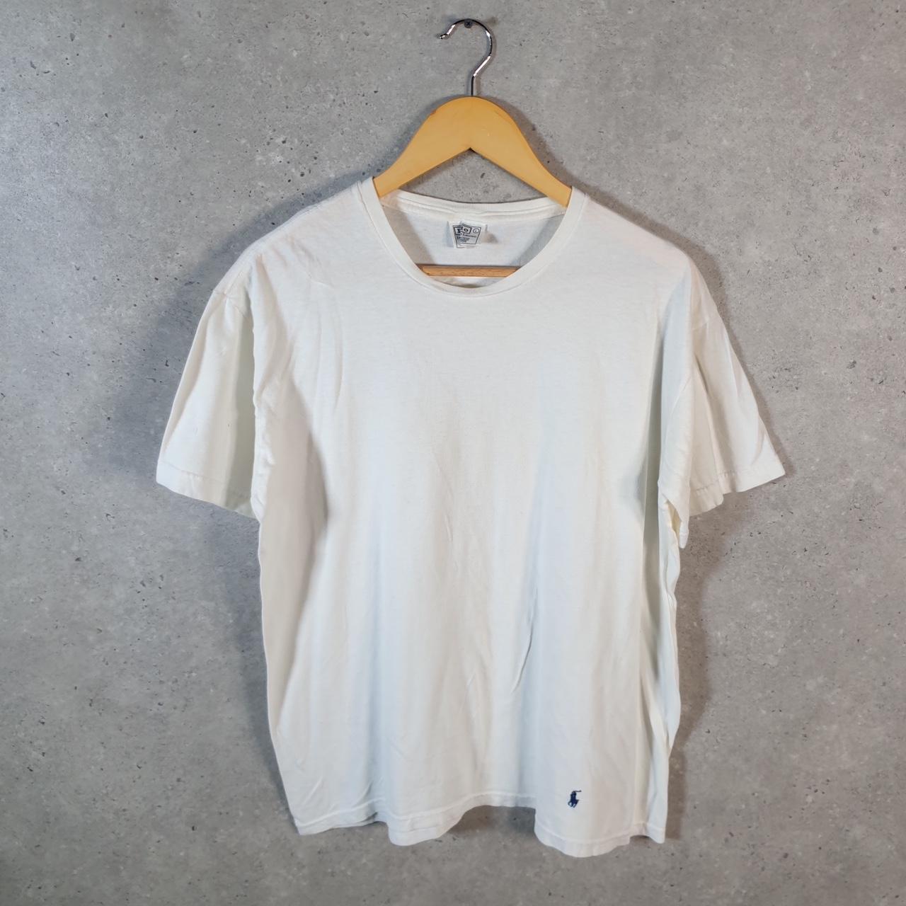 Vintage Ralph Lauren Polo Sport T Shirt Men’s Large White Classic Fit Embroidered Pony C9161