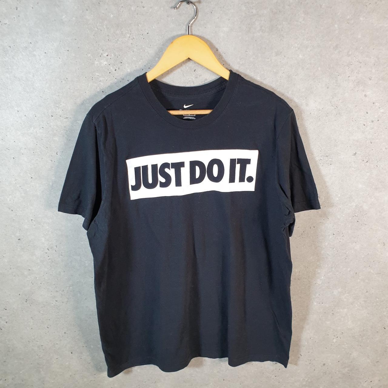 Vintage Nike Spellout Just Do It T Shirt Men’s Large Black Logo Swoosh Athletic