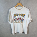 Vintage New York Big Apple USA Single Stitch T Shirt Men’s Small White C8114