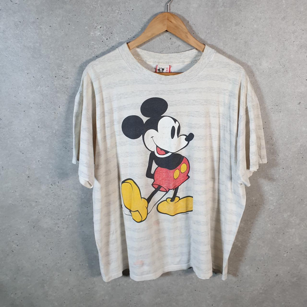 Vintage Disney Mickey Mouse 90s USA Graphic Single Stitch T Shirt Men’s Small Grey Big Fish Vintage