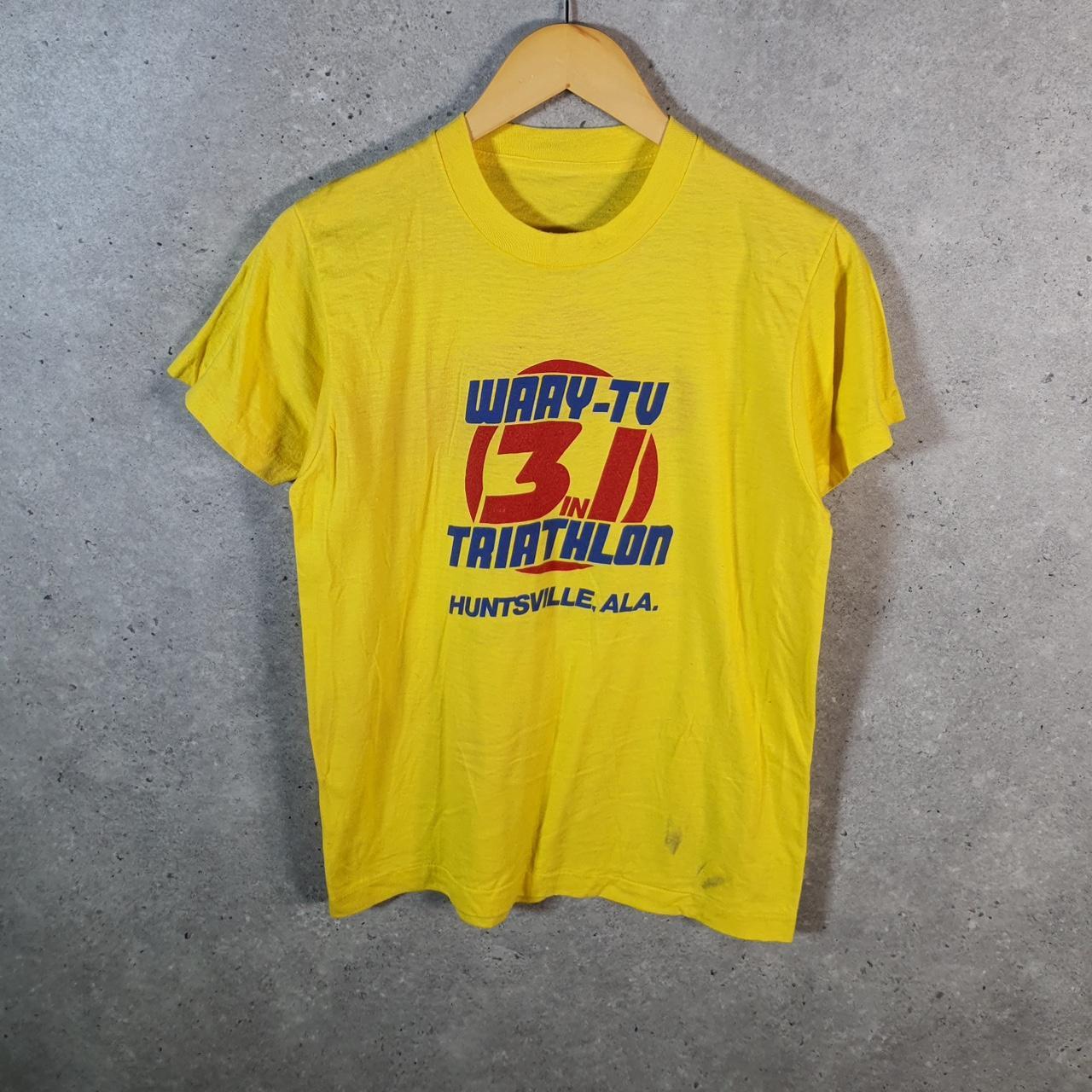 Vintage Triathlon Huntsville Alabama 90s USA Single Stitch T Shirt Men’s Small Yellow