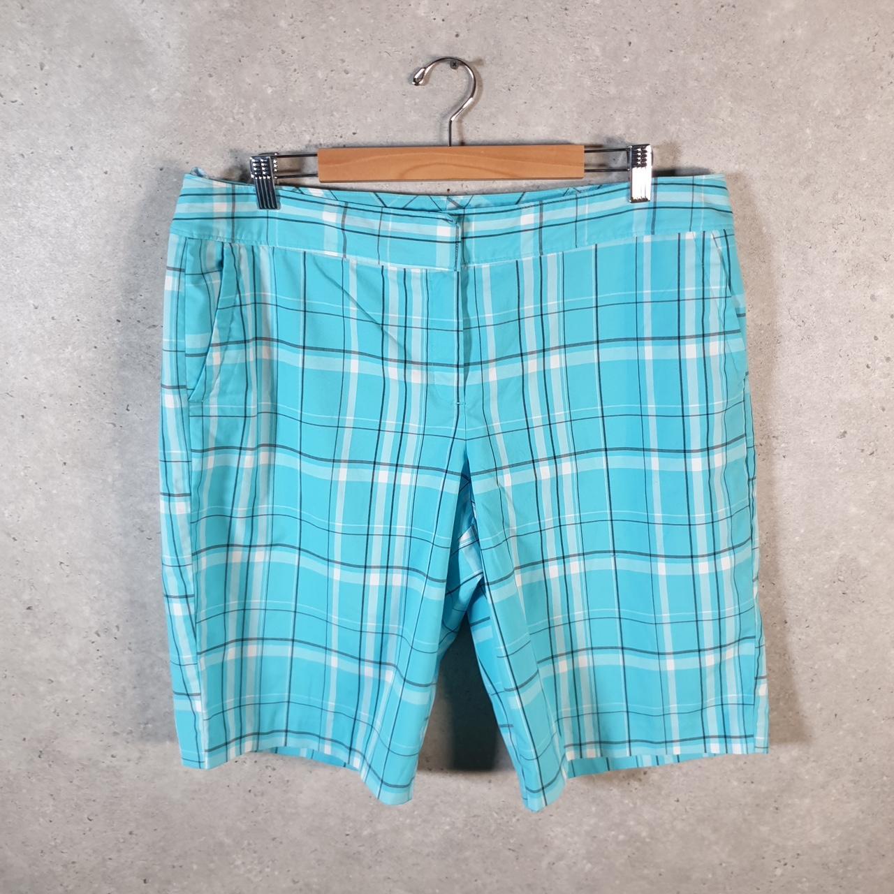 Vintage Izod Shorts Jorts Cargo Womens W38 Blue Chino Pockets Baggy Cotton