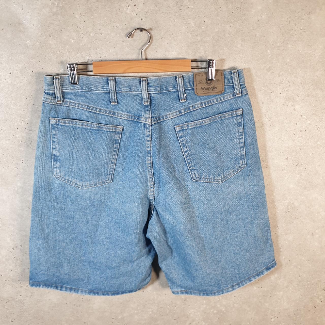 Vintage Wrangler Denim Shorts Jorts Cargo Men’s W38 Relaxed Blue Baggy Cotton