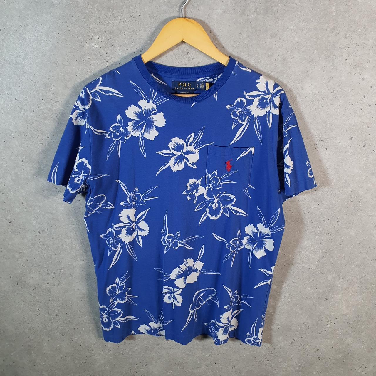 Vintage Ralph Lauren Polo Paisley Floral T Shirt Men’s Small AOP Blue Classic Fit Pony