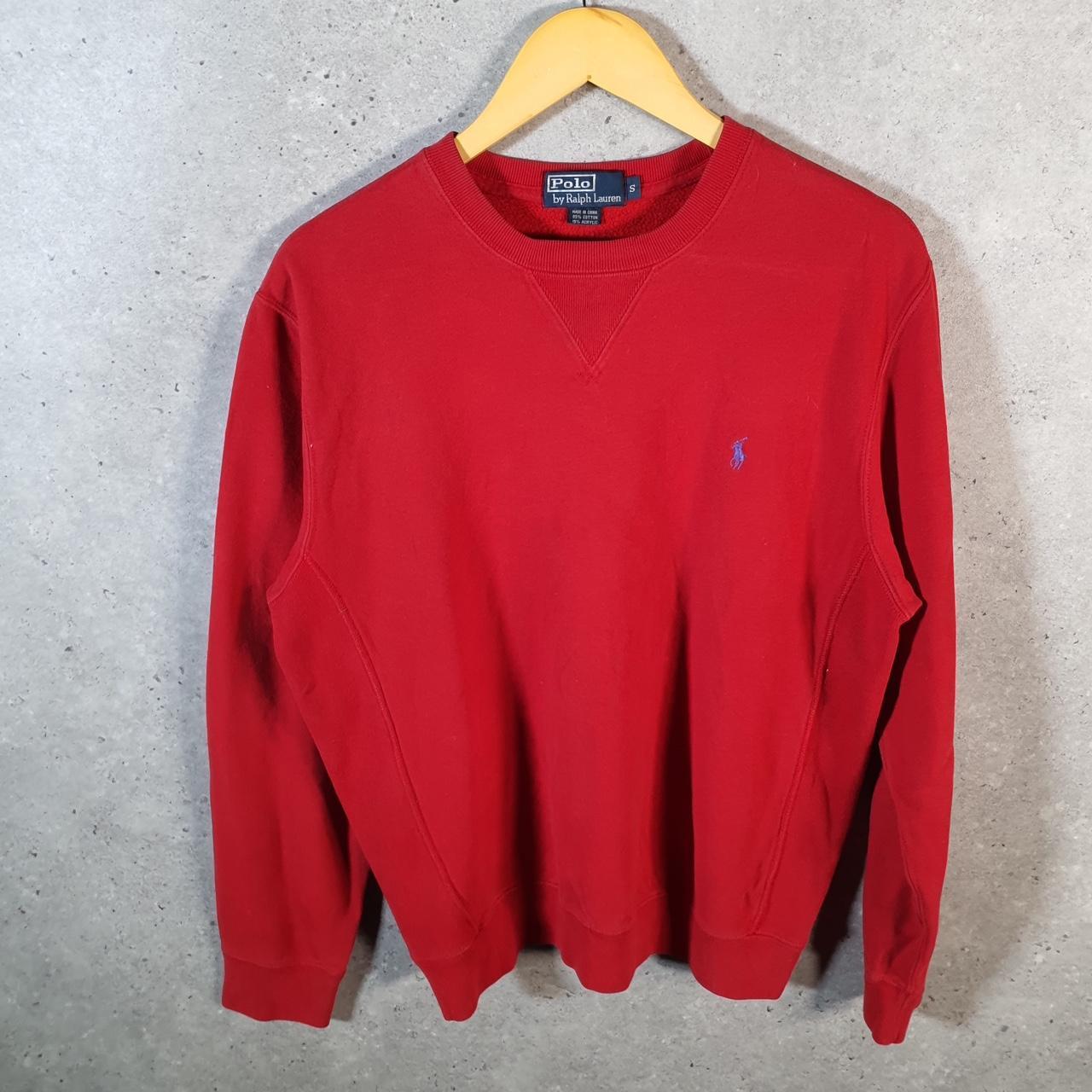 Vintage Ralph Lauren Polo Sweatshirt Men’s Small Red Boxy Baggy Cotton Pullover Pony