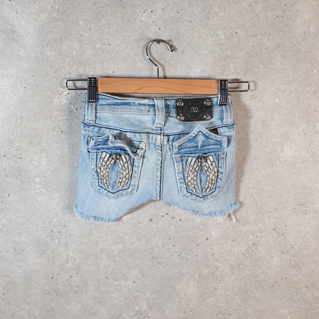 Vintage Miss Me Baggy Y2K Hip Hop Jeans Shorts Jorts Kids Girl Age 10 Blue Denim Low Rise