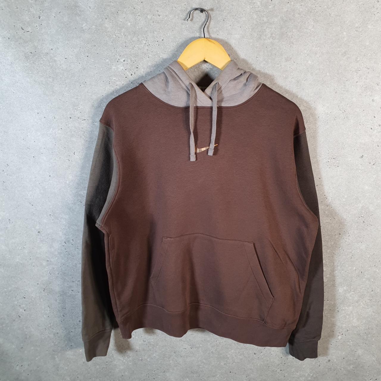 Vintage Nike Centre Swoosh Hoodie Womens Medium Brown Y2K Pullover Logo