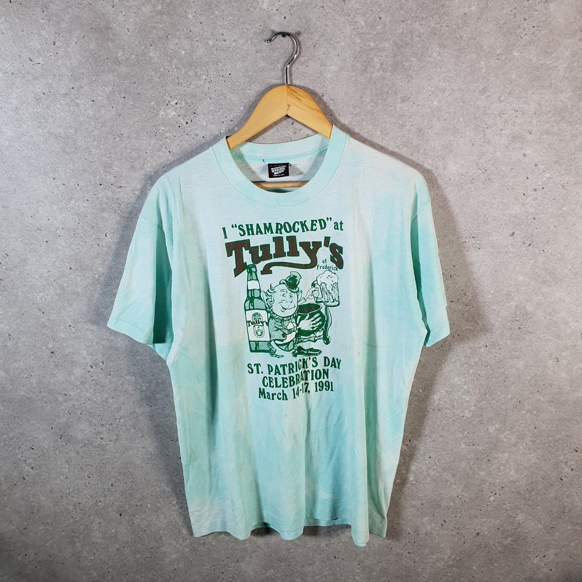 Vintage Screen Stars Best St Patrick’s Day 1991 USA Single Stitch T Shirt Men’s XL Blue Big Fish Vintage